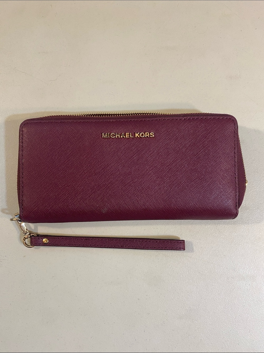 Michael Kors Plum Zip Wallet with Detachable Wrist Strap